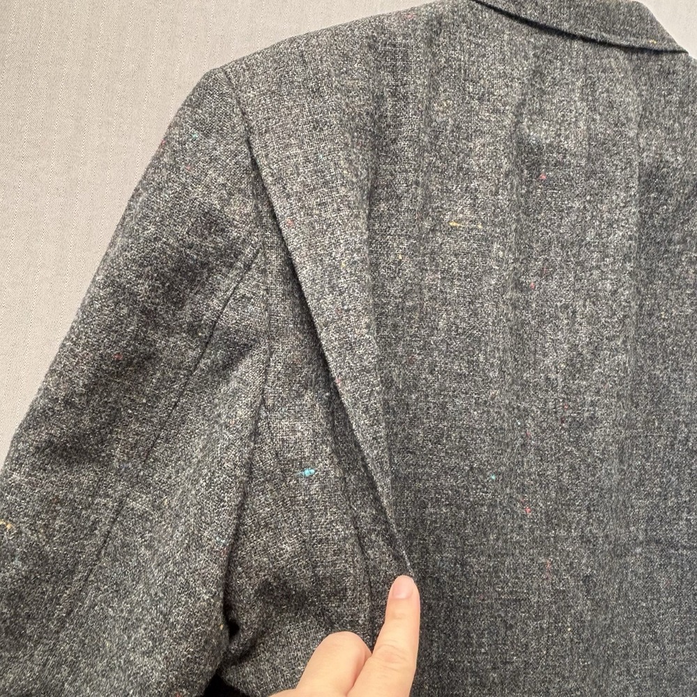 Vintage Austin Reed Wool Tweed Blazer Mens 42R Grey Flecked Sport Coat USA Made - Picture 10 of 16
